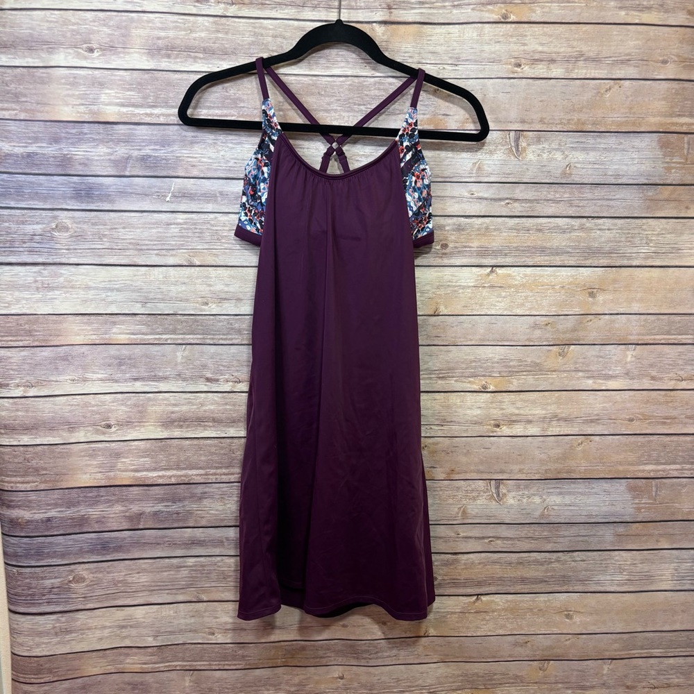 Athleta Burgundy Wine Swim Dress, Size 34 B/C
